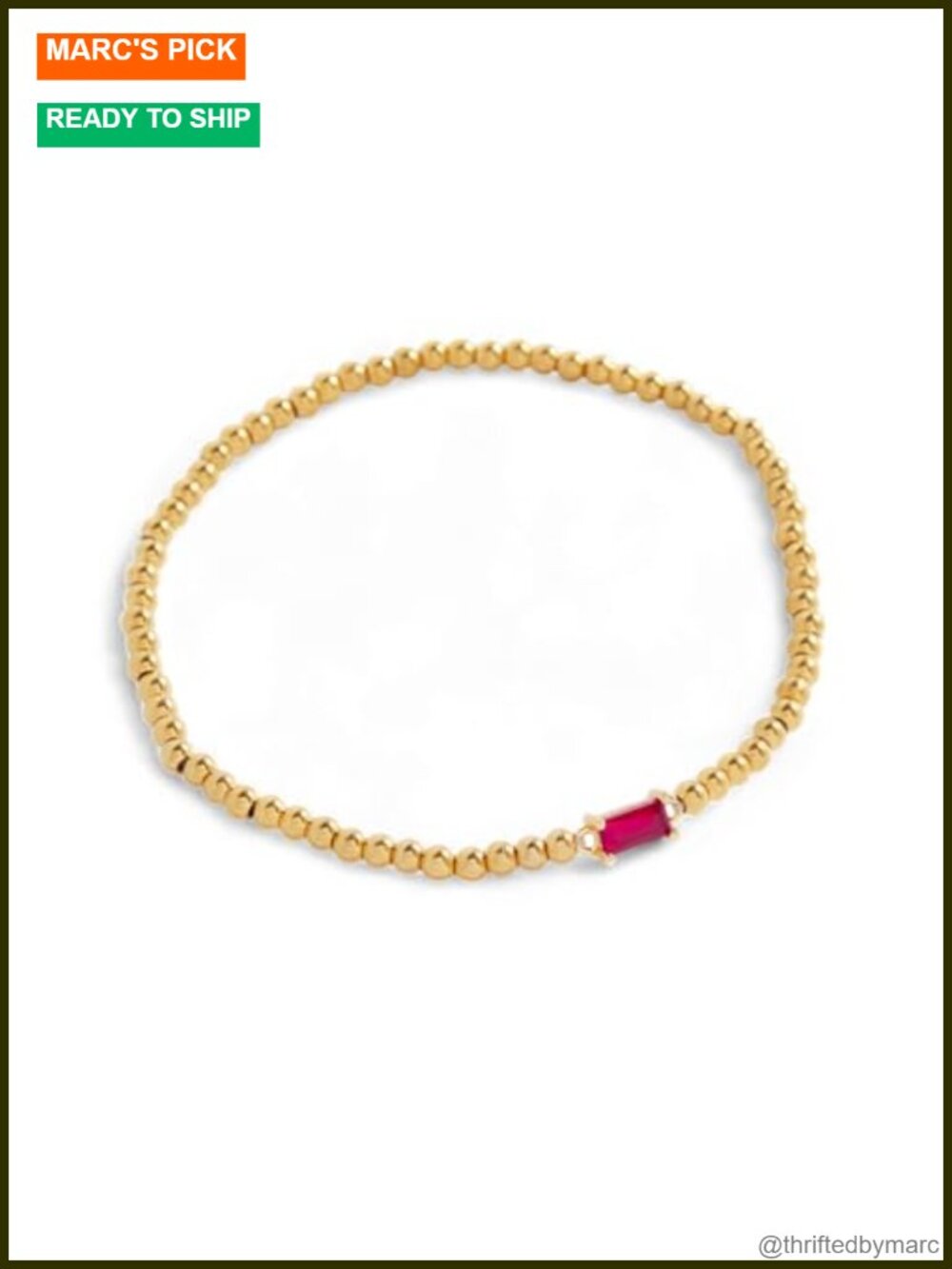 Personalized CZ Birthstone Stretch Bracelet 18K Gold Plated